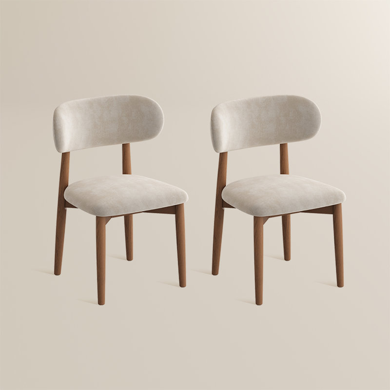 Chaises de salle à manger Mid-Century, Beige, Noyer