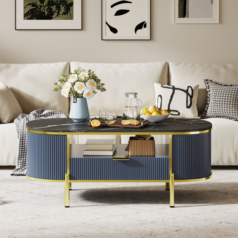 Coffee Table, Blue / Gold, Blue