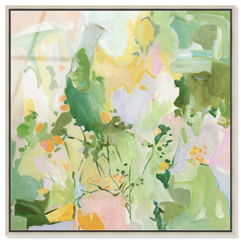 Jardin intérieur II - Reproduction acrylique encadrée d'Ira Comleva, motif sauge, par Art Remedy, cadre argenté, 30,5 x 30,5 cm