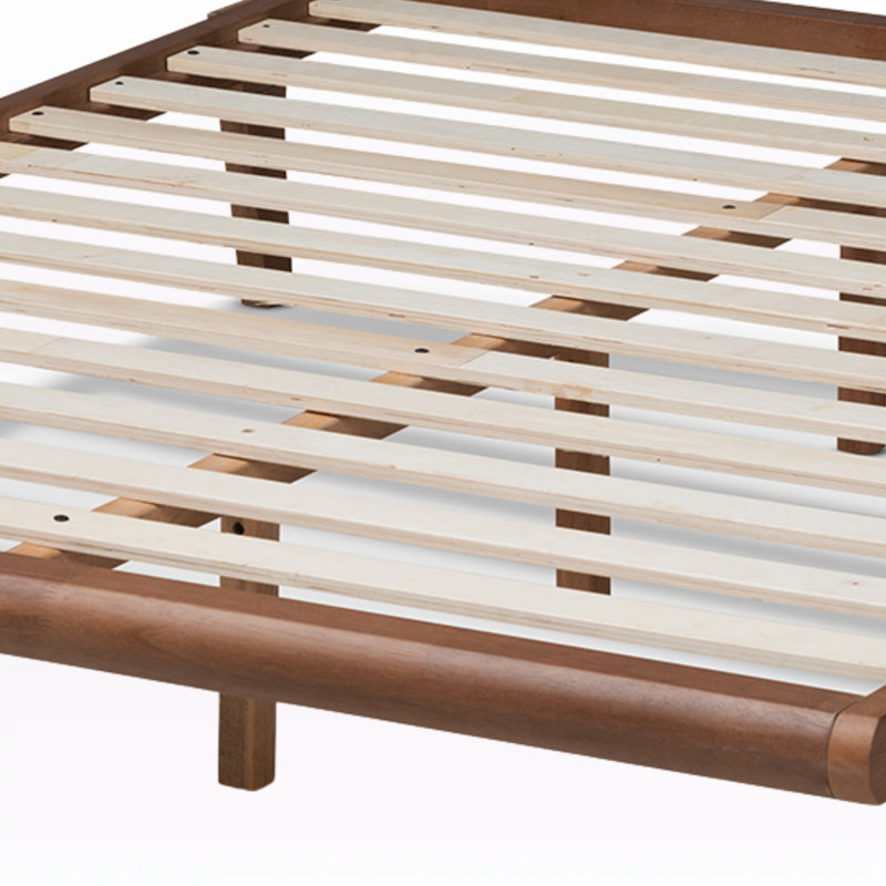 Solid Wood mid-century modern design, Full Platform Bed, Ash Walnut 56.70'' W X 76.2'' L X 12.80'' H, Full