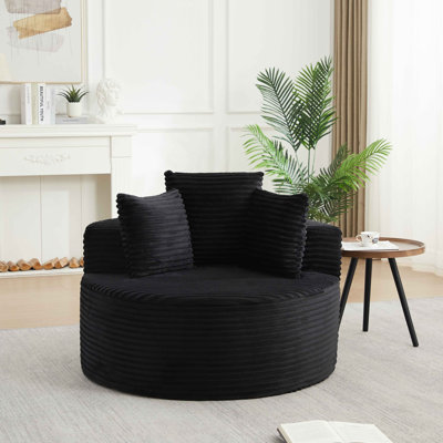 round corduroy single sofa, comfortable lounge chair, comes with three pillows, minimalist design, perfect for bedrooms, lounges, game rooms, and livi