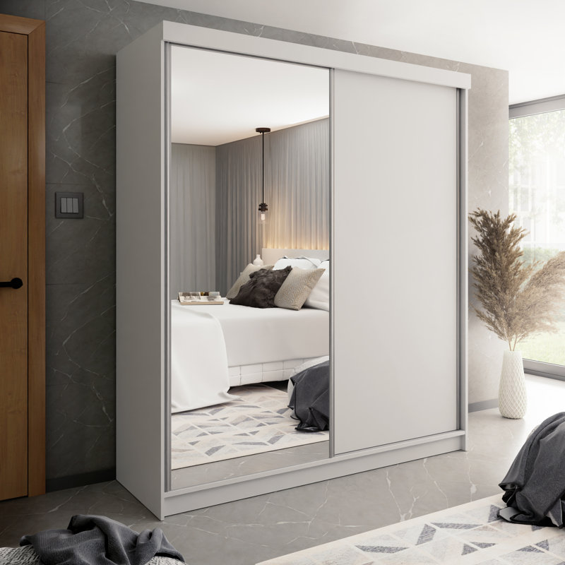 Modern 2 Door Sliding Wardrobe, White