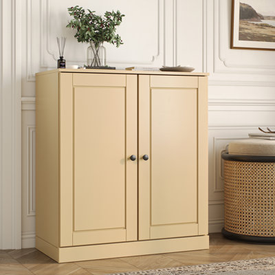 100% Solid Wood Shoe Storage Cabinet with Raised Panel Doors, Adjustable Shelves, Space Saving Stackable Entryway Organizer, 32" W x 35.75" H