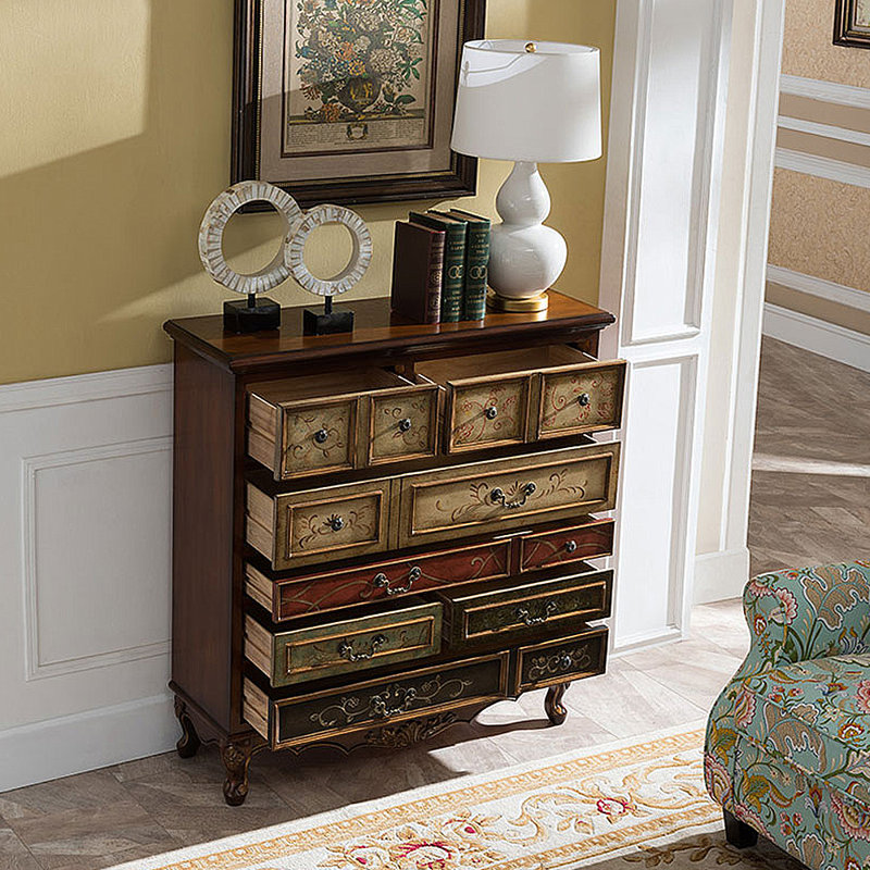 American style 9 drawer painted accent cabinet