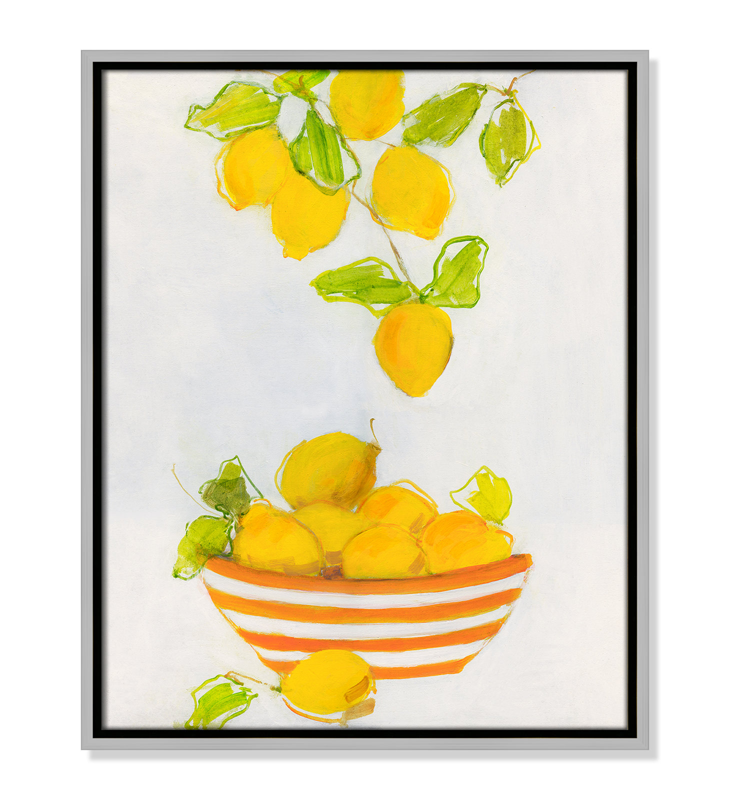 Darcy "Lemonlicious" Painting by Sally Swatland, 21.5" H x 17.5" W x 2" D, Silver Framed Canvas