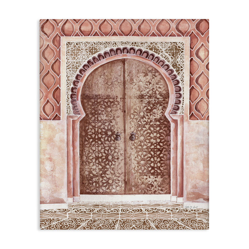 Art marocain sur toile de porte marocain carrelé par Yvette St. Amant, H 20 po x l 16 po