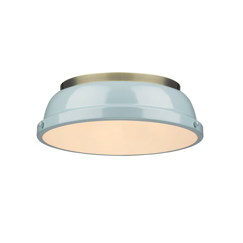 Plafonnier encastré 2 lumières Calico, Laiton vieilli, Écume de mer