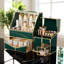 Organisateur de maquillage en verre, rangement pour cosmétiques 3-en-1 multifonctionnel, 1 unité, (vert)