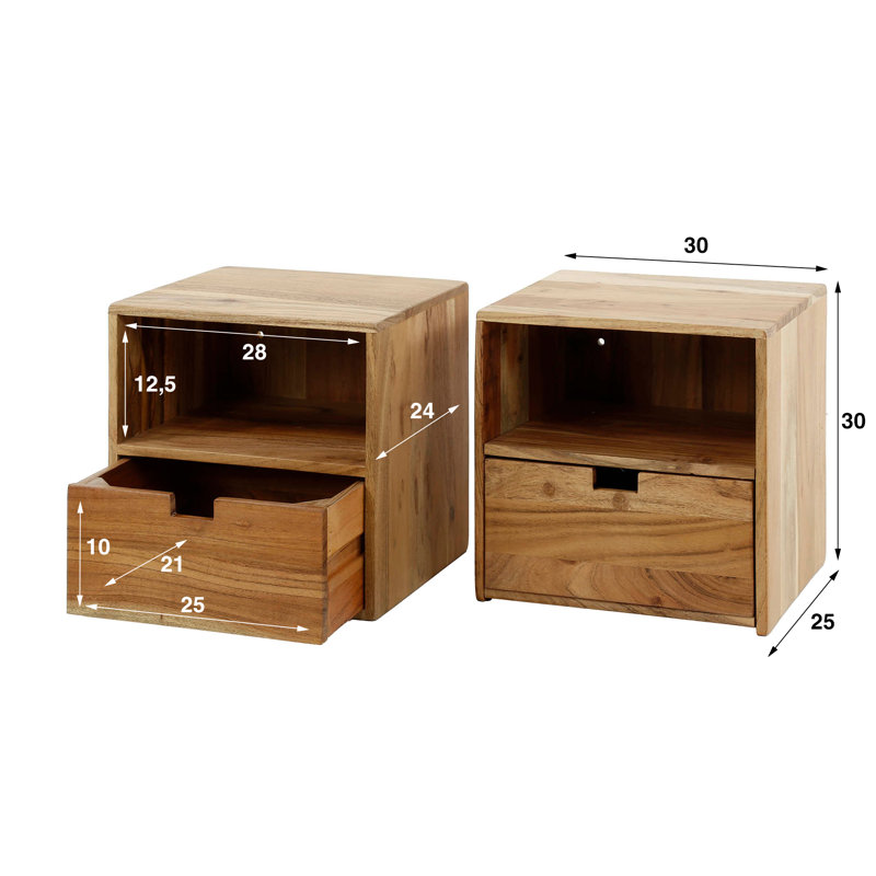 Brott 30cm W Solid Wood Bedside Table