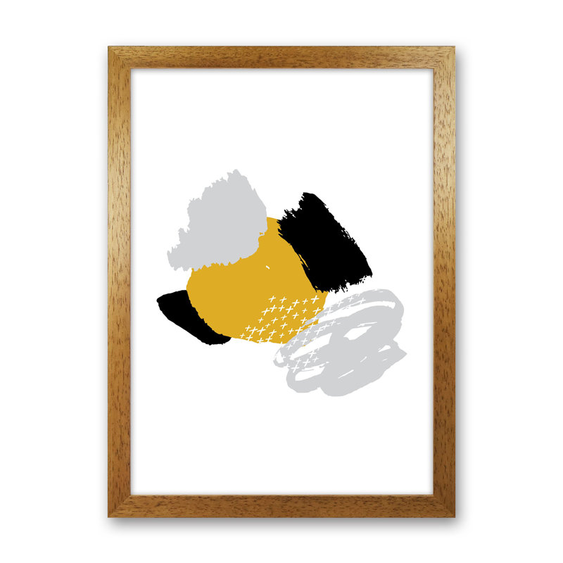 Mismatch Mustard And Black - Print, Oak Framed, 84cm H x 59.4cm W x 3cm D