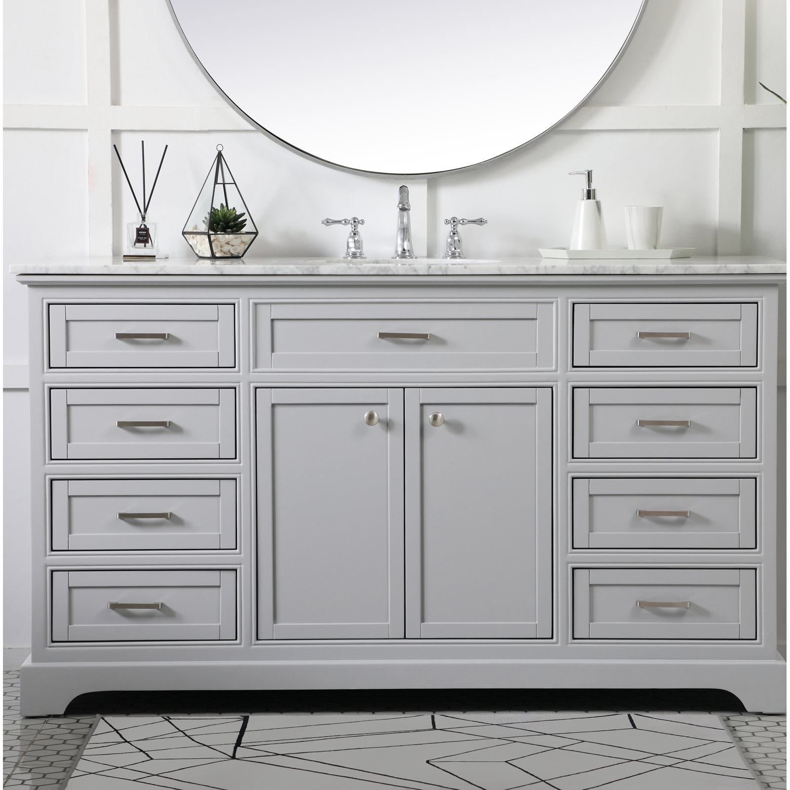 Hermes 60'' Single Bathroom Vanity, Gray