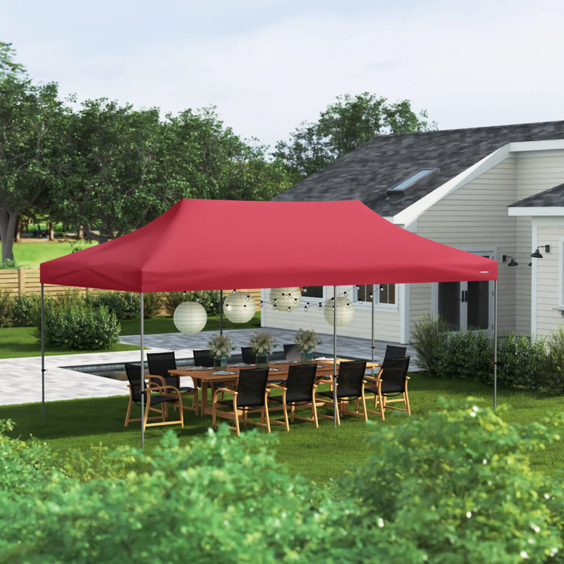 240'' W x 120'' D Steel Pop-Up Canopy, Red