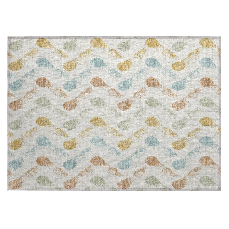 Machine Washable Indoor/Outdoor Chantille ACN2900 Geometric Rug, Pearl, 2'6" x 3'10"