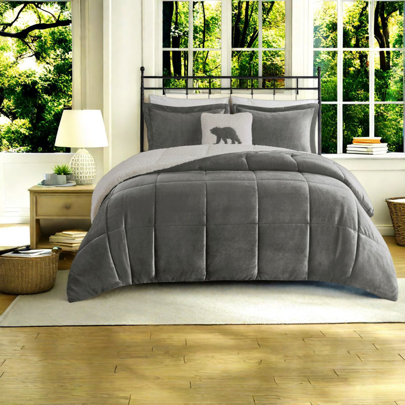 Cozy Plush Sherpa King Bedding Sets, Polyester Rustic Home Comfort
