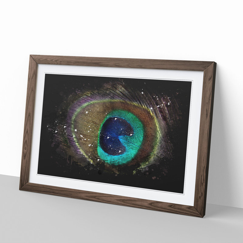 Peacock Feather - Picture Frame Graphic Art, Walnut Framed, 36cm H x 48cm W x 2cm D
