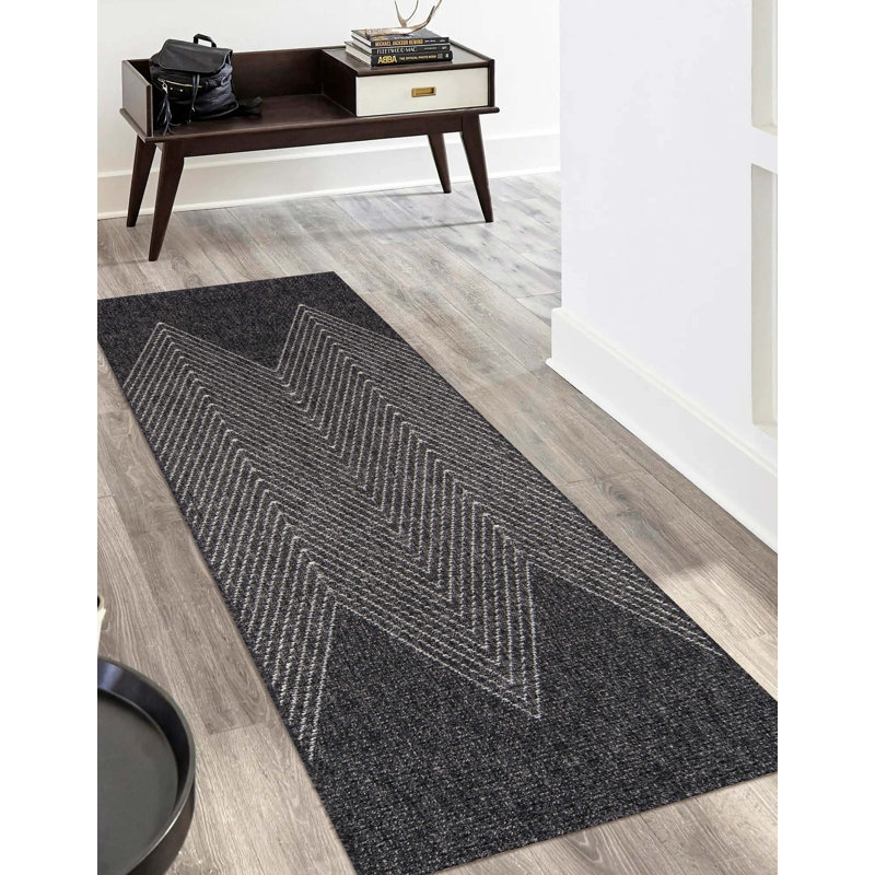 Tapis gris anthracite Raven, Tapis de couloir 2 pi x 6 pi