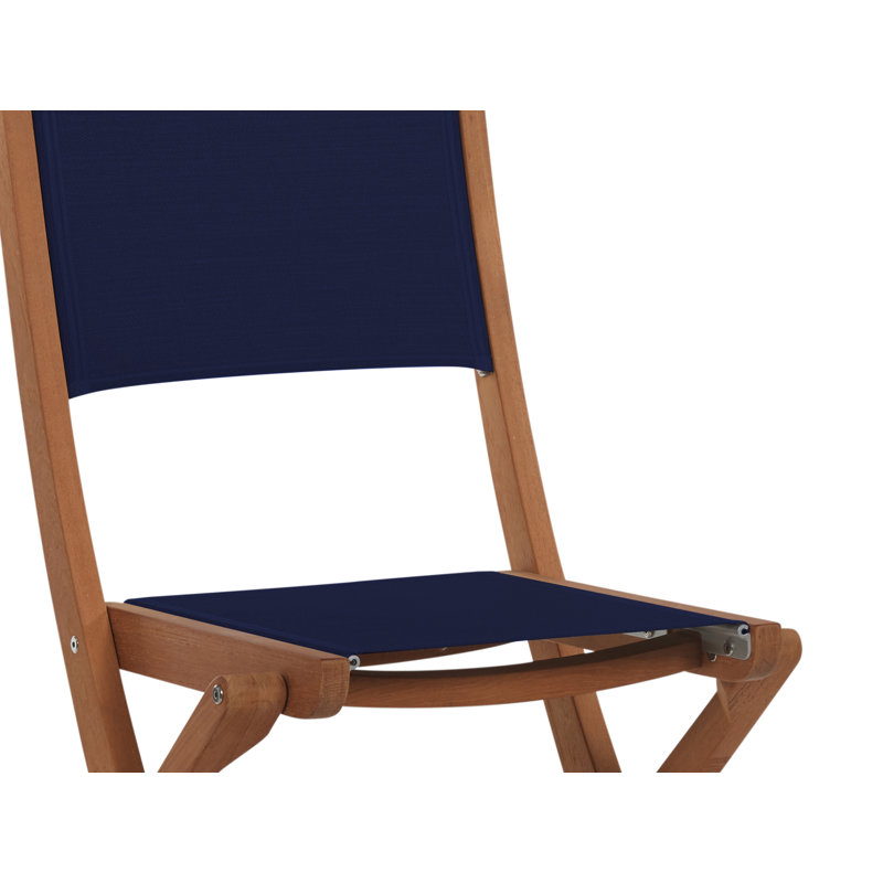 Stella Folding Teak Patio Dining Chair, Blue