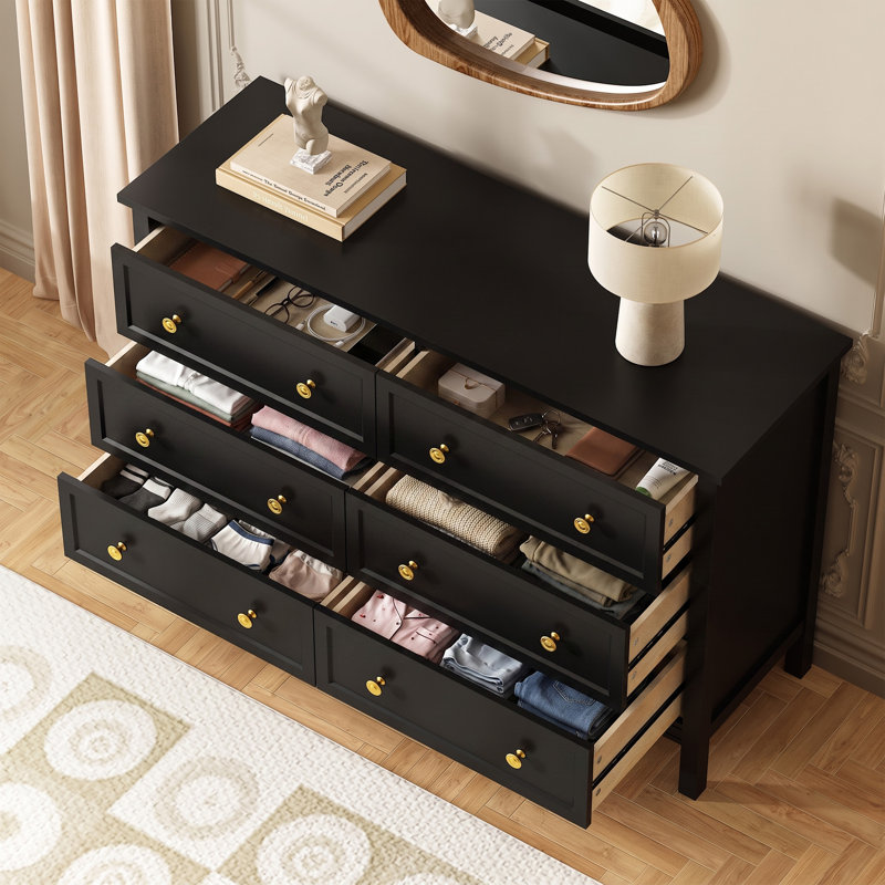 Commode de chambre à coucher, commode de chambre à coucher l 47 po Dateland, Noir