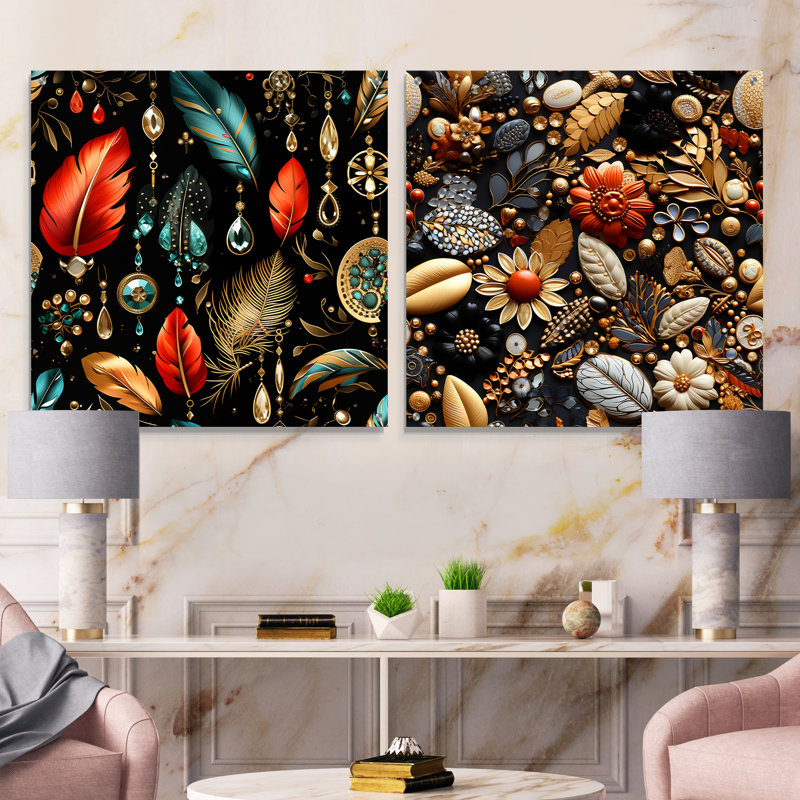 Conan - Ensemble de 2 verres muraux abstraits en acrylique Boho, H 30 po x l 61 po