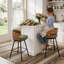 Swivel Upholstered Counter Stool with Metal Frame-2077540171