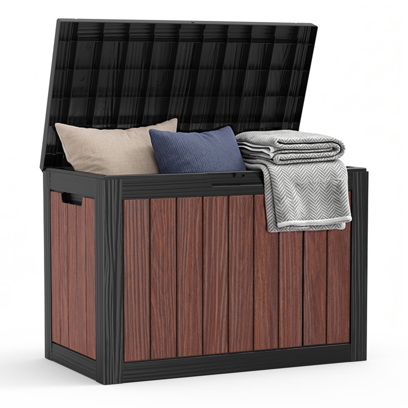 EFU 17.13 " W 55 Gallons Water Resistant Plastic Lockable Deck Box in Brown