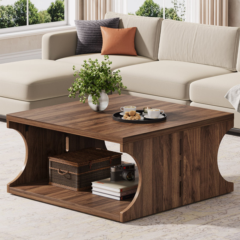 31.5'' Square Coffee Table For Living Room, Dark Brown