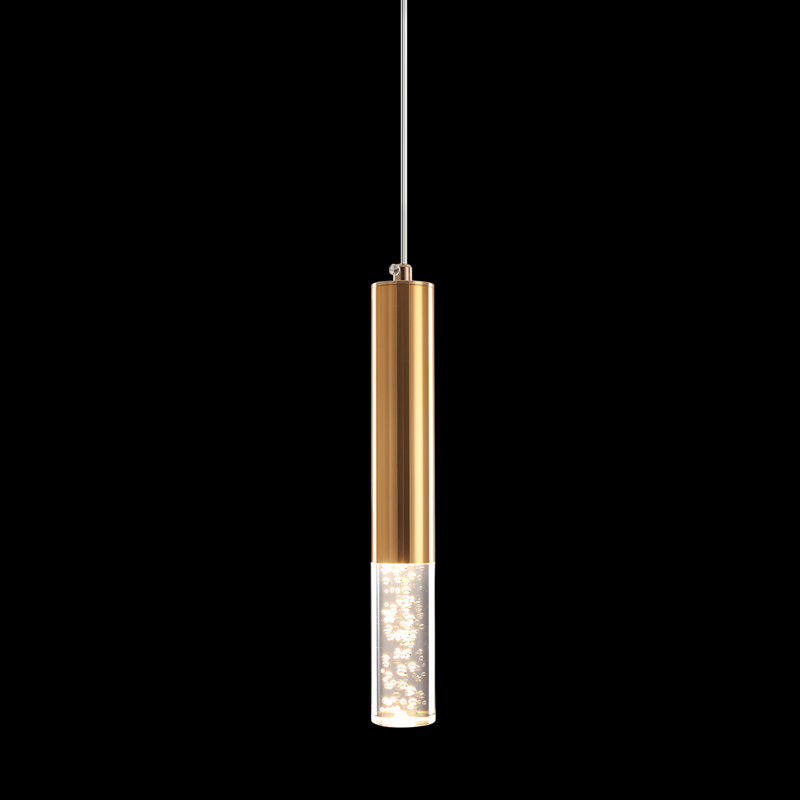 1 - Light Single Cylinder LED Pendant, Brushed Gold