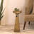 Modern Decorative Round Drink Table with Glass Base and Top with Gold Metal accent-173241780