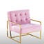 Luxueux fauteuil d'appoint capitonné en velours avec structure en métal pour un décor de salon élégant