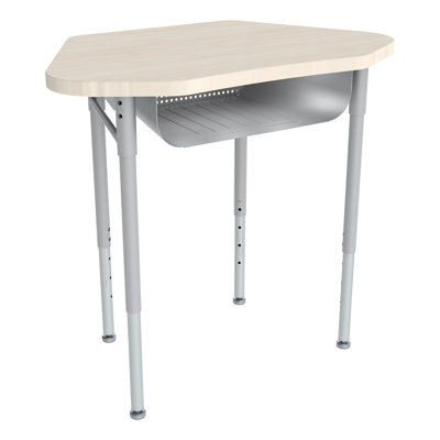 Bureau d'étudiant ouvert hexagonal à hauteur ajustable avec plateau en stratifié et boîte à livres perforée - Maison, bureau et salle de classe