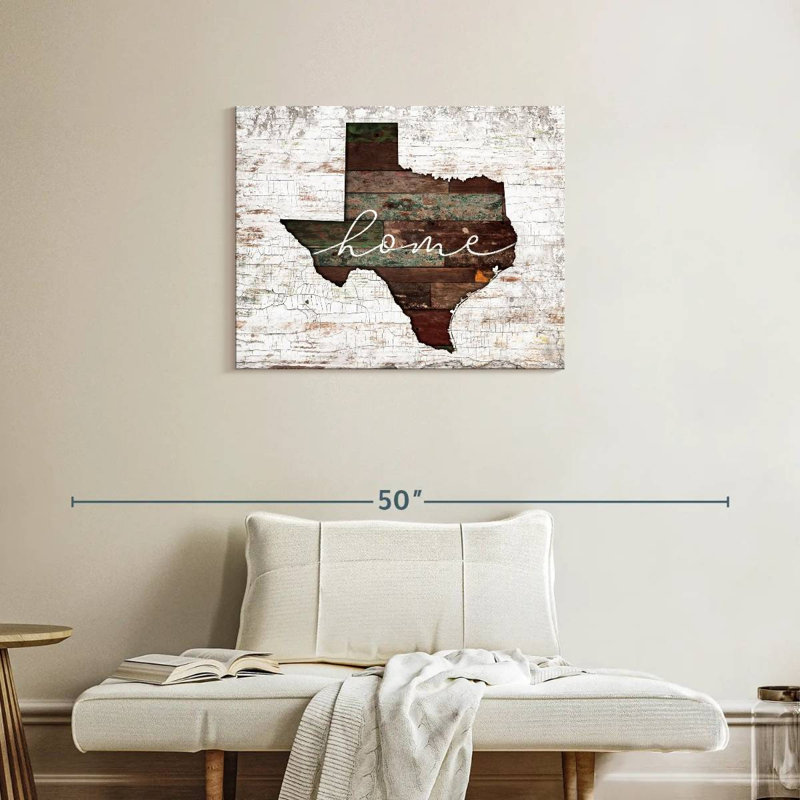  Texas Home Map, reproduction sur toile, H 30 po x l 24 po