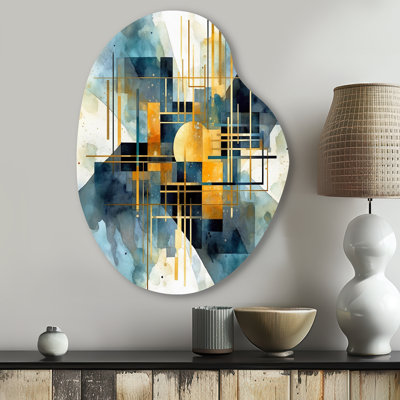 Chloee - Abstract Shapes Asymmetrical Metal Prints, Gold Freeform Metal Wall Art