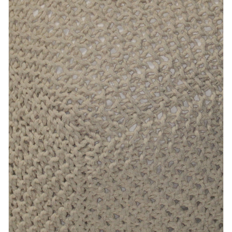 Handmade Cable Knitted Cotton Pouf Footrest For Living Room Or Bedroom (21" X 21" X 18") | Gift Idea, Beige