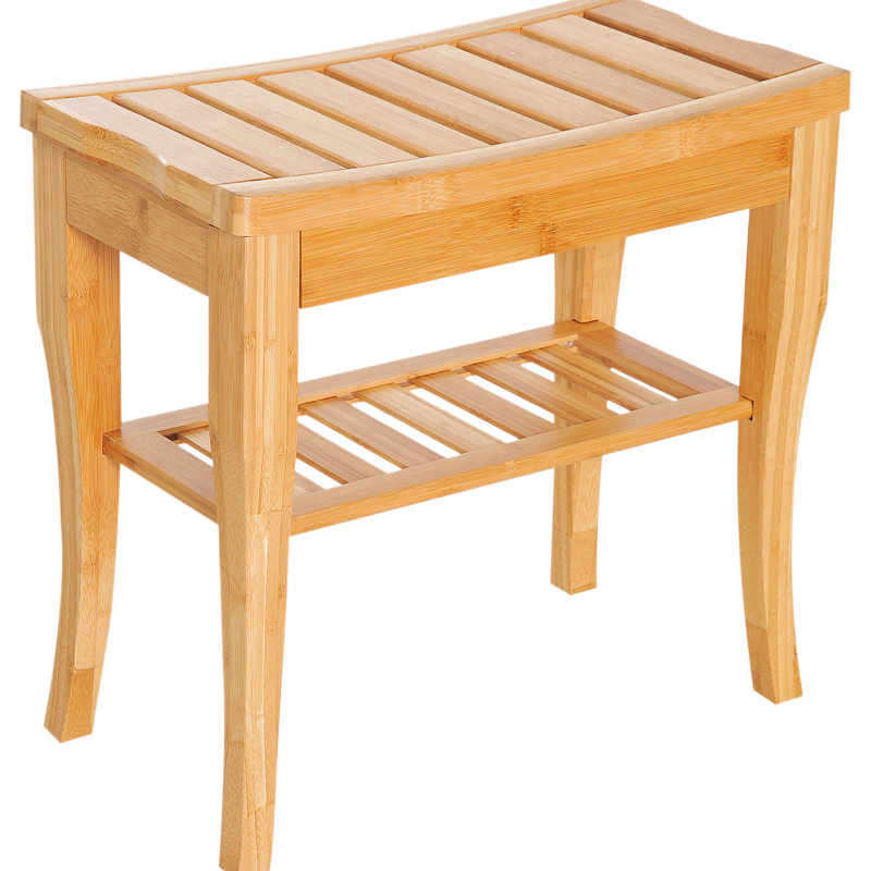 20.12" Shower Stool With Storage - Provides Efficient Seat Extra Shelf Keeps Bathroom Tidy