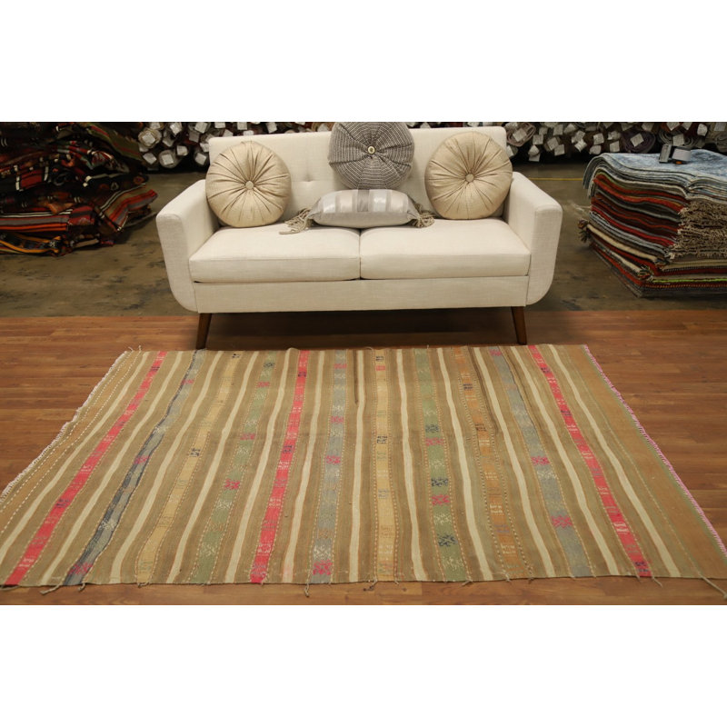 Tapis rayé en laine Kilim
