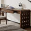 Bureau en bois massif en forme de L brun noyer avec 3 tiroirs-1814870191-1814870188