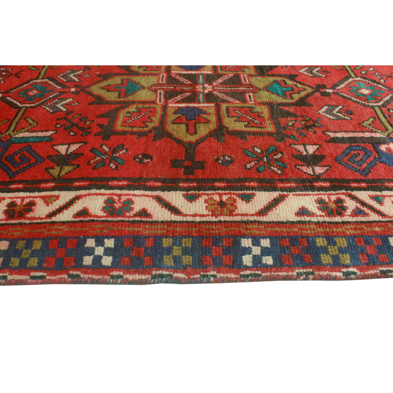 One-of-a-Kind 3'1" X 9'8" New Age Runner Wool Area Rug in Red