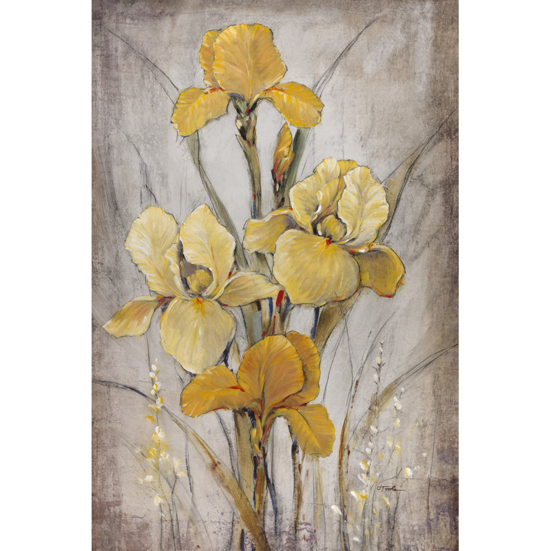 Golden Irises I - Wrapped Canvas Painting, 46cm H x 30cm W x 3.8cm D