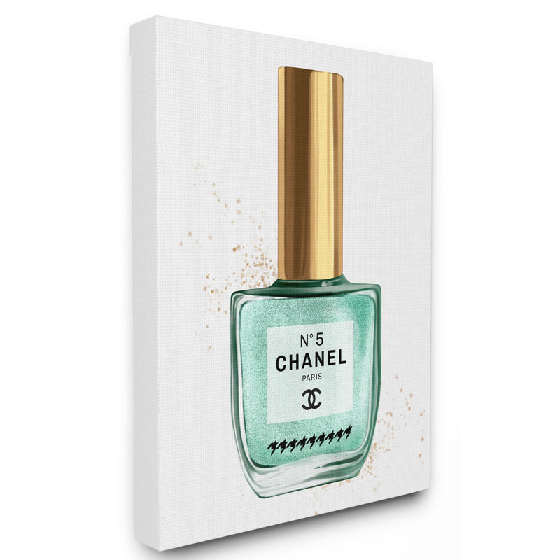 «Makquillage Nail Vernis Cyan Gold Fashion Design», impression, H 48 po x l 36 po, Toile tendue