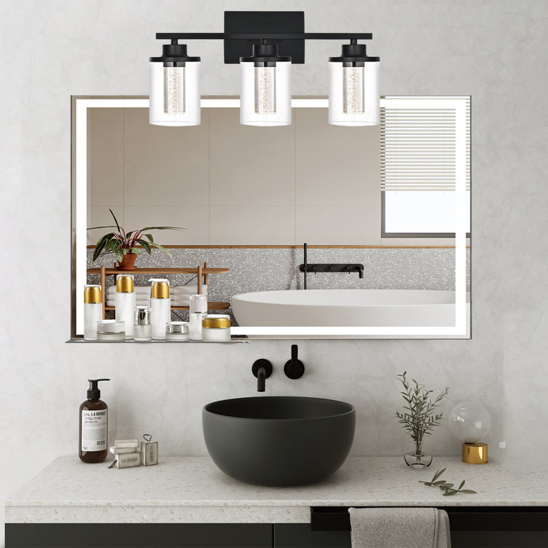 LED Modern Bathroom Light Fixtures Over Mirror, 5-Light Vanity Lights With 5 Color Modes, Dimmable Bathroom Vanity Light With Crystal Bubble Glass, (Built-In LED Bulbs Included)