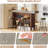 62.99 Inch Red Brown & Gray Cement Home Bar Unit for Living Room Entertainment