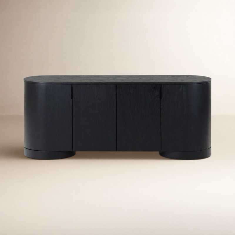 Jesbelina Oval 4 Door Wood Sideboard, Black