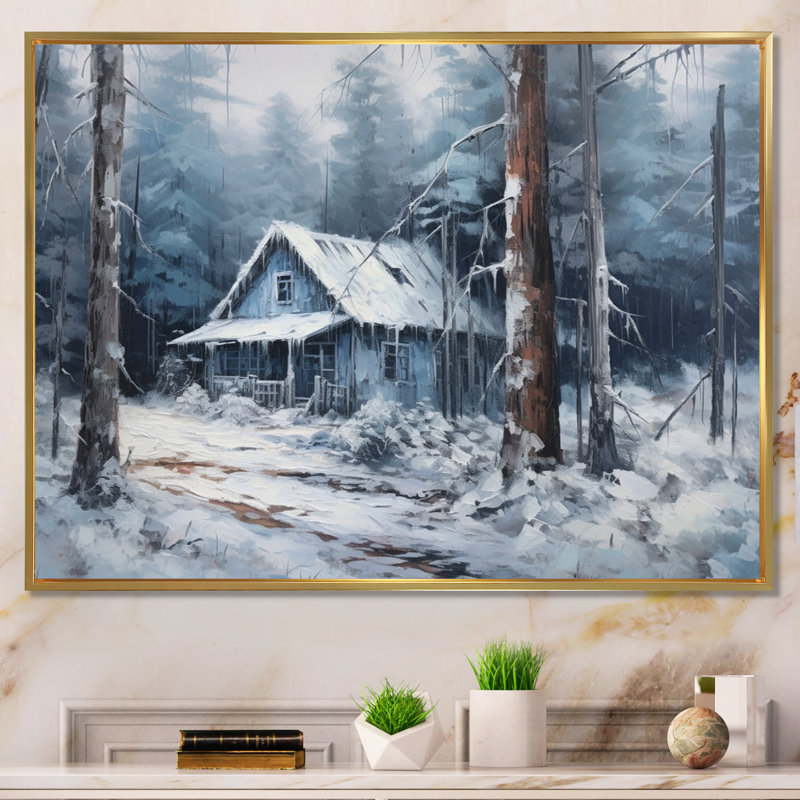 «Winter Snow Marvels II», art mural sur toile, Cadre flottant doré, H 12 po x l 20 po x P 1 po