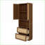 Bibliothèque avec 2 portes en rotin, 3 tiroirs et amp; Ports USB, noyer | Bois de pin | Noyer-978379265