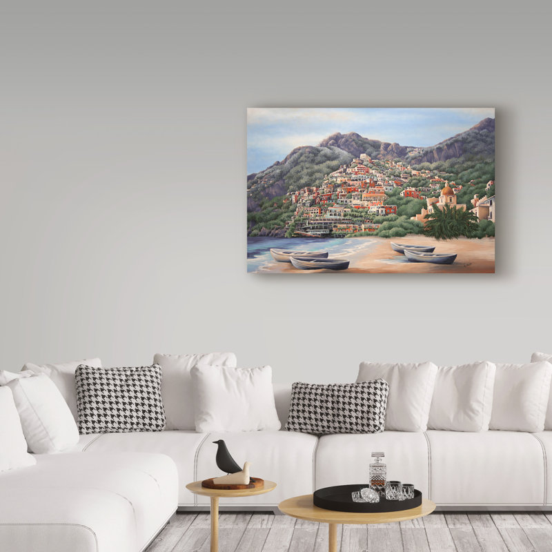« amalfi coast line », reproduction de peinture à l’acrylique sur toile tendue, H 12 po x l 19 po x P 2 po
