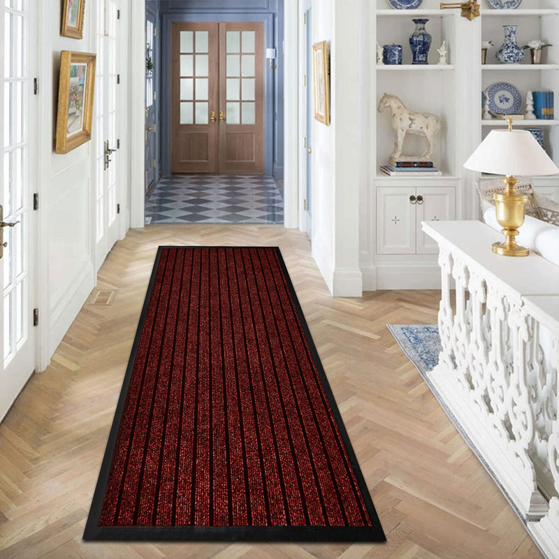 Kohner Non-Slip Indoor/Outdoor Hallway Kitchen Bedroom Rubber Door Mat, Rectangle 80 x 300 cm, Burgundy