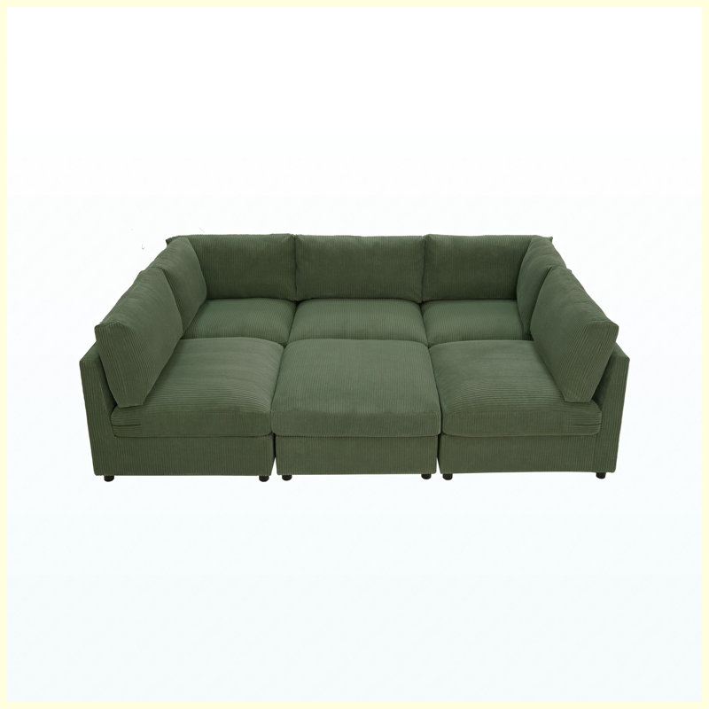 Corduroy Reversible Modular Sectional Sofa, Convertible Multi-Configuration Couch for Living Room, Apartment, Home