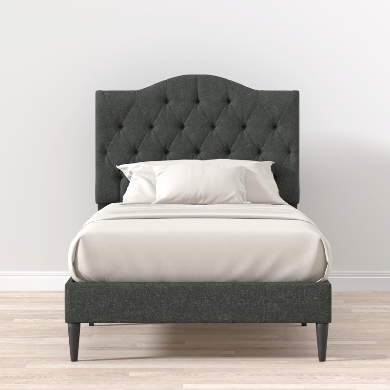 Saltford Upholstered Platform Bed, Gray, Twin