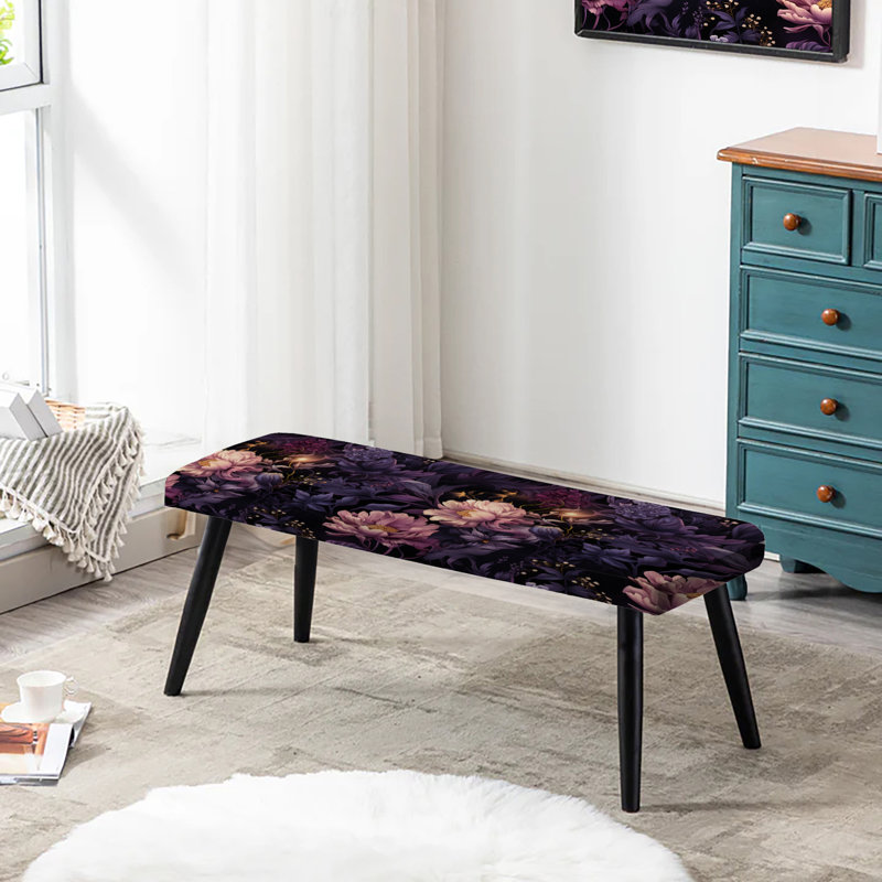Enchanted Dusk Moody Patterns - Banc noir rembourré à motif floral