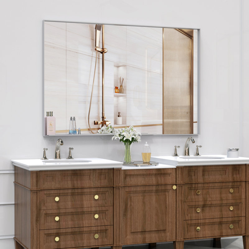 Miroir de salle de bain rectangulaire avec cadre, miroir mural pour salle de bain